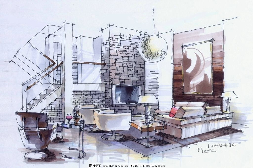 室內(nèi)設(shè)計(jì)手繪與裝飾材料的藝術(shù)融合